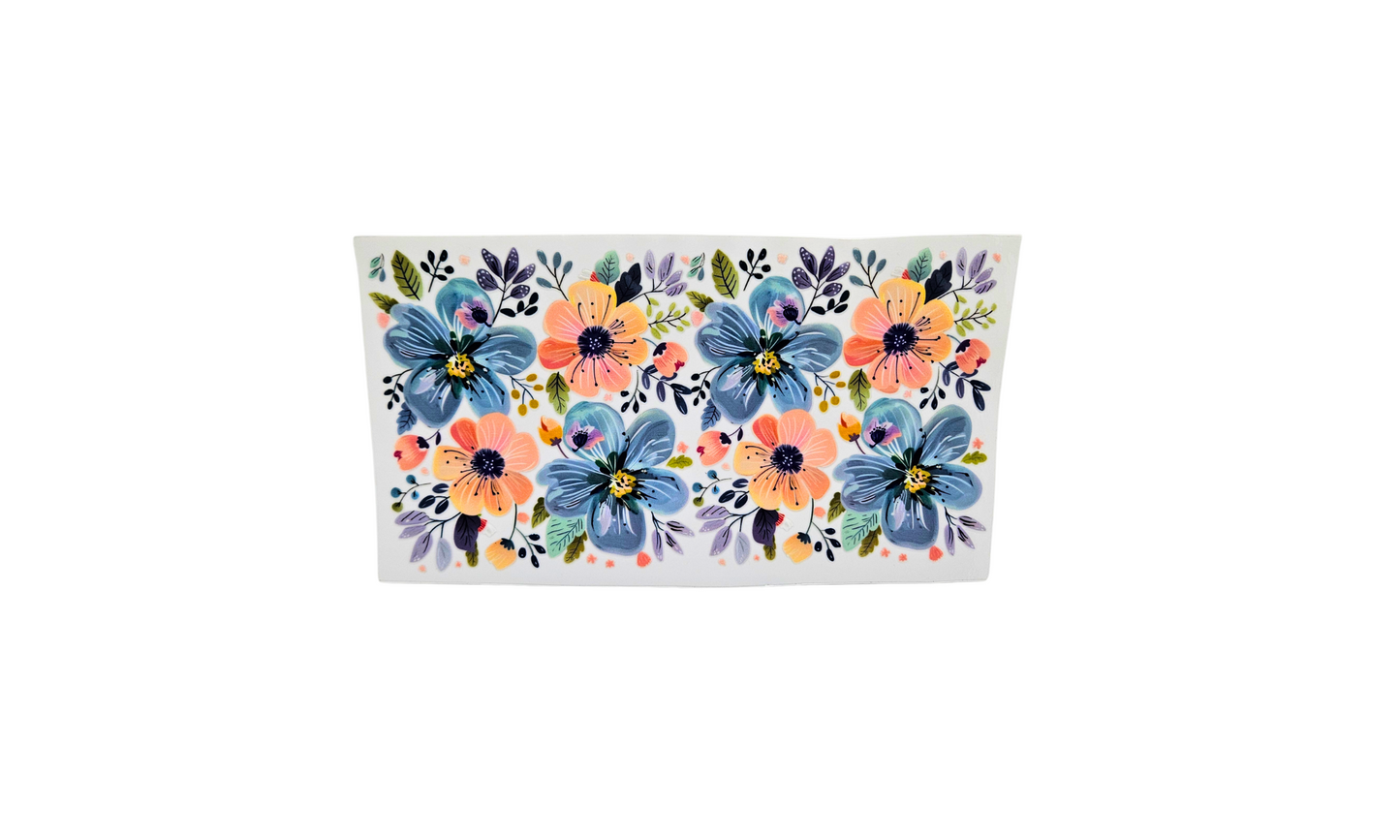 Peach and blue flowers
