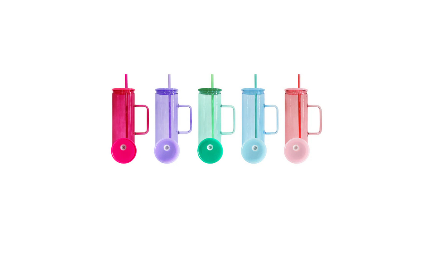 20oz Skinny Glass Tumbler with Handle