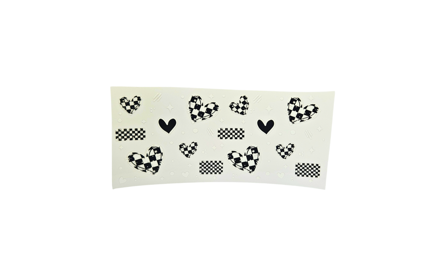 Black checkered hearts
